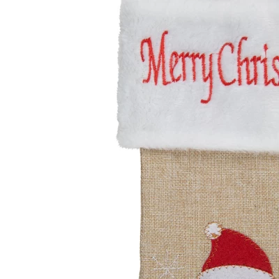 Northlight 19" Beige And Red Burlap "Merry Christmas" Santa Christmas Stocking 5 Northlight 19" Beige And Red Burlap "Merry Christmas" Santa Christmas Stocking - Image 3