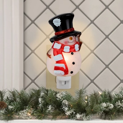 Northlight 6.5" White And Red Snowman In Black Top Hat Christmas Night Light 3 Northlight 6.5" White And Red Snowman In Black Top Hat Christmas Night Light