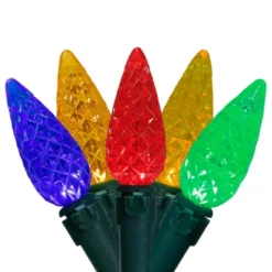Northlight LED C6 Faceted Christmas Lights - Multicolor - 15.75’ Green Wire - 50ct