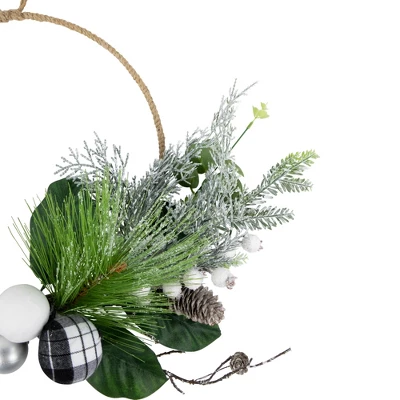 Northlight Real Touch™️ Winter Greenery With Pinecones Artificial Christmas Wreath - 18" - Unlit 6 Northlight Real Touch™️ Winter Greenery With Pinecones Artificial Christmas Wreath - 18" - Unlit - Image 4