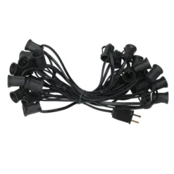 Northlight Commercial Grade C9 Christmas Light Socket Set - 25' Black Wire - 18 Gauge