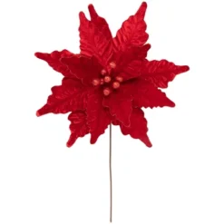 Northlight 24" Glittered Red Poinsettia Christmas Stem Spray -Northlight GUEST ed7aaf03 2a81 4fa3 aece 3c39bf2c3291