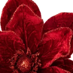 Northlight 24" Red Velvet Glittered Magnolia Christmas Stem Spray -Northlight GUEST eec031b9 f8a0 4fc8 87aa 240c2335f26e