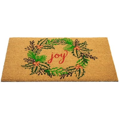 Northlight Natural Coir "Joy" Wreath Christmas Doormat 18" X 30" 7 Northlight Natural Coir "Joy" Wreath Christmas Doormat 18" X 30" - Image 5