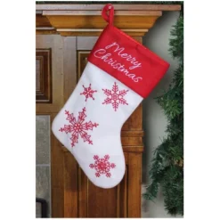 Northlight 15.25" Red And White Snowflake Embroidered Christmas Stocking -Northlight GUEST f542a3f0 6c22 4748 88e6 c60091b7c57b