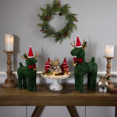 Northlight Pine Reindeer With Bell Artificial Christmas Decoration - 12" 4 Northlight Pine Reindeer With Bell Artificial Christmas Decoration - 12" - Image 2