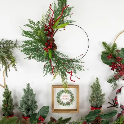 Northlight Real Touch™️ Mixed Greenery And Berries Artificial Christmas Wreath - 18" - Unlit 3 Northlight Real Touch™️ Mixed Greenery And Berries Artificial Christmas Wreath - 18" - Unlit
