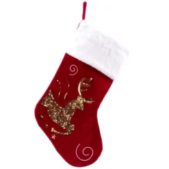 Northlight Reindeer And Snowflake Sequin Christmas Stockings - 20" - Red And White - Set Of 2 -Northlight GUEST fc46eda2 ec18 4f20 b91f 107942270bbb