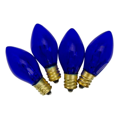 Northlight Set Of 4 Blue C7 Transparent Christmas Replacement Bulbs - 2" 3 Northlight Set Of 4 Blue C7 Transparent Christmas Replacement Bulbs - 2"
