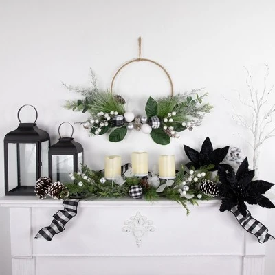 Northlight Real Touch™️ Winter Greenery With Pinecones Artificial Christmas Wreath - 18" - Unlit 4 Northlight Real Touch™️ Winter Greenery With Pinecones Artificial Christmas Wreath - 18" - Unlit - Image 2
